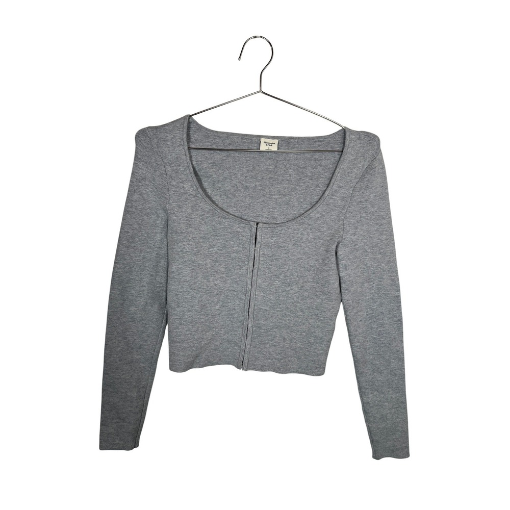 Abercrombie & Fitch Grey Hook and Eye Long Sleeve Scoop‎ Neck Knit Top Small